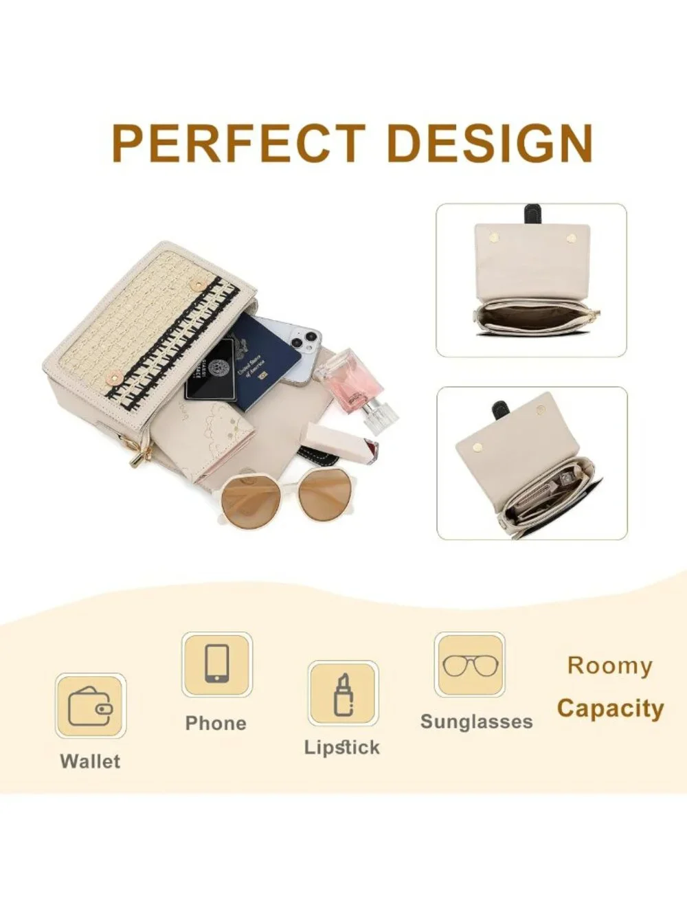Woven Crossbody Bag for Women | Small Straw Clutch Purse | Summer Boho Beach